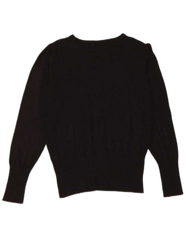 Marks & Spencer Womens Boat Neck Jumper Sweater UK 10 Small Black Viscose