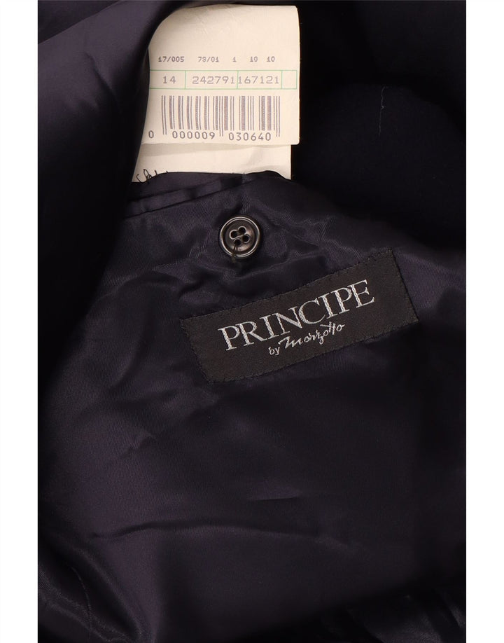 Marzotto Mens Principe Double Breasted Coat IT 50 Large Navy Blue