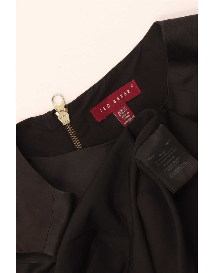 Ted Baker Womens Graphic Shift Dress Size 4 Large Black Colourblock Bird