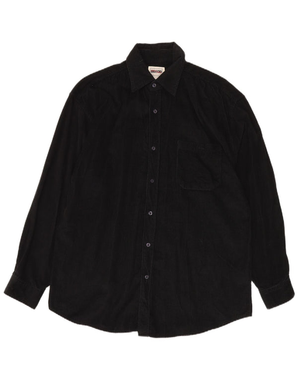 STONE HARBOUR Mens Corduroy Shirt Medium Black Cotton