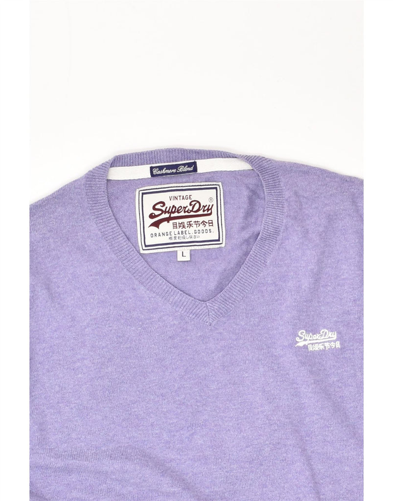 SUPERDRY Mens V-Neck Jumper Sweater Large Purple Cotton | Vintage Superdry | Thrift | Second-Hand Superdry | Used Clothing | Messina Hembry 