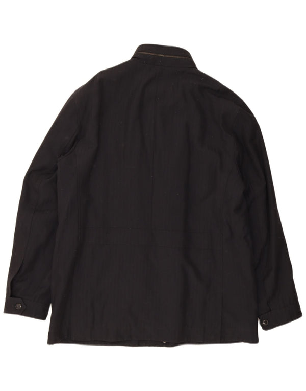 Hugo Boss Mens Windbreaker Jacket IT 56 3XL Black Virgin Wool