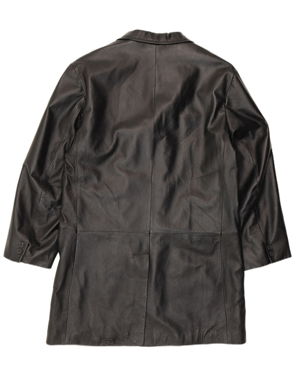 LAVORAZIONE ARTIGIANALE Mens Leather Coat IT 50 Large Black Leather