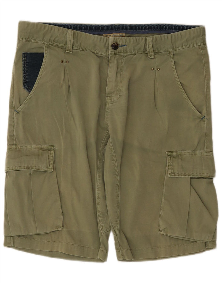 Yes Zee Mens Cargo Shorts W33 Medium Khaki Cotton