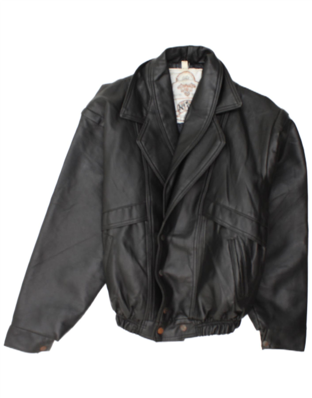 NEW TREND Mens Leather Jacket IT 54 2XL Black Leather