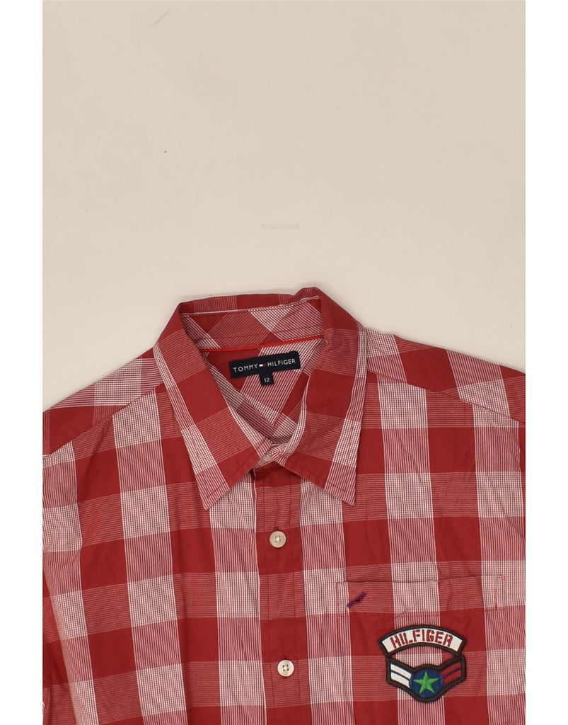 TOMMY HILFIGER Boys Graphic Shirt 11-12 Years Red Gingham Cotton | Vintage Tommy Hilfiger | Thrift | Second-Hand Tommy Hilfiger | Used Clothing | Messina Hembry 