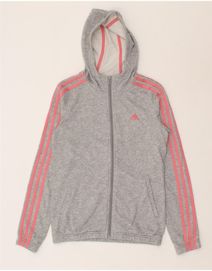 ADIDAS Girls Zip Hoodie Sweater 10-11 Years Grey | Vintage Adidas | Thrift | Second-Hand Adidas | Used Clothing | Messina Hembry 