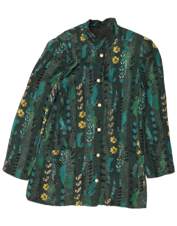 Betty Barclay Womens 6 Button Blazer Jacket EU 38 Medium Green Floral