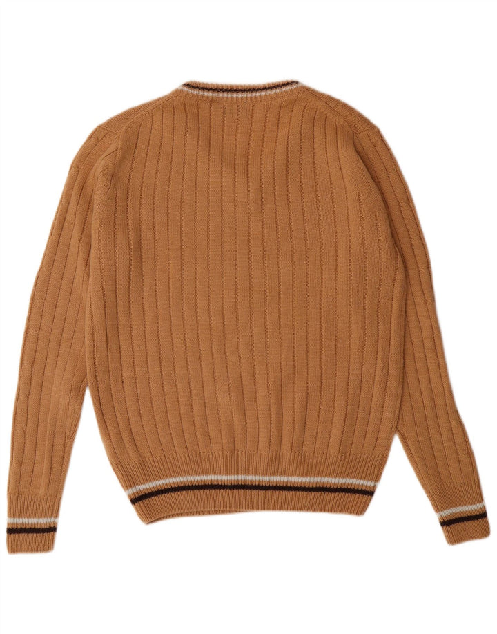 Lotto Mens V-Neck Jumper Sweater Medium Brown Acrylic
