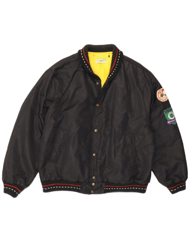 Vintage Mens Padded Bomber Jacket UK 40 Large Black Polyamide