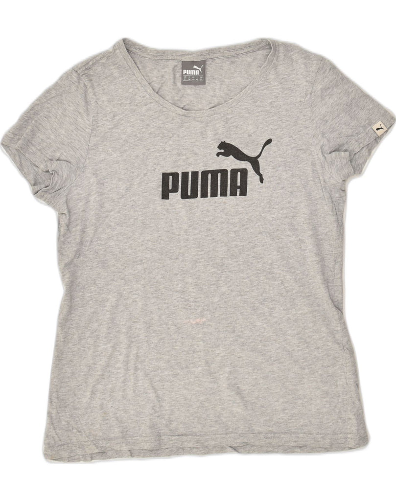 PUMA Womens Graphic T-Shirt Top UK 12 Medium  Grey | Vintage Puma | Thrift | Second-Hand Puma | Used Clothing | Messina Hembry 