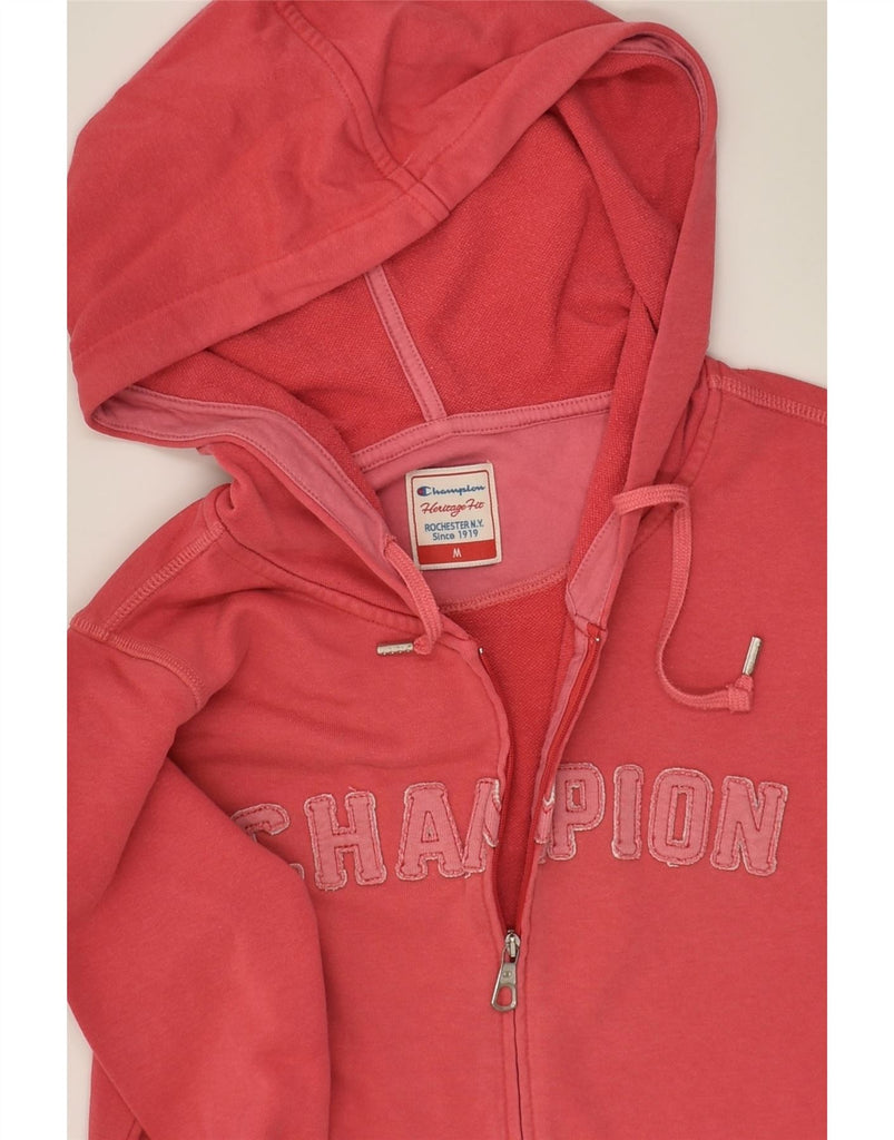 CHAMPION Womens Graphic Zip Hoodie Sweater UK 12 Medium Red Cotton | Vintage Champion | Thrift | Second-Hand Champion | Used Clothing | Messina Hembry 