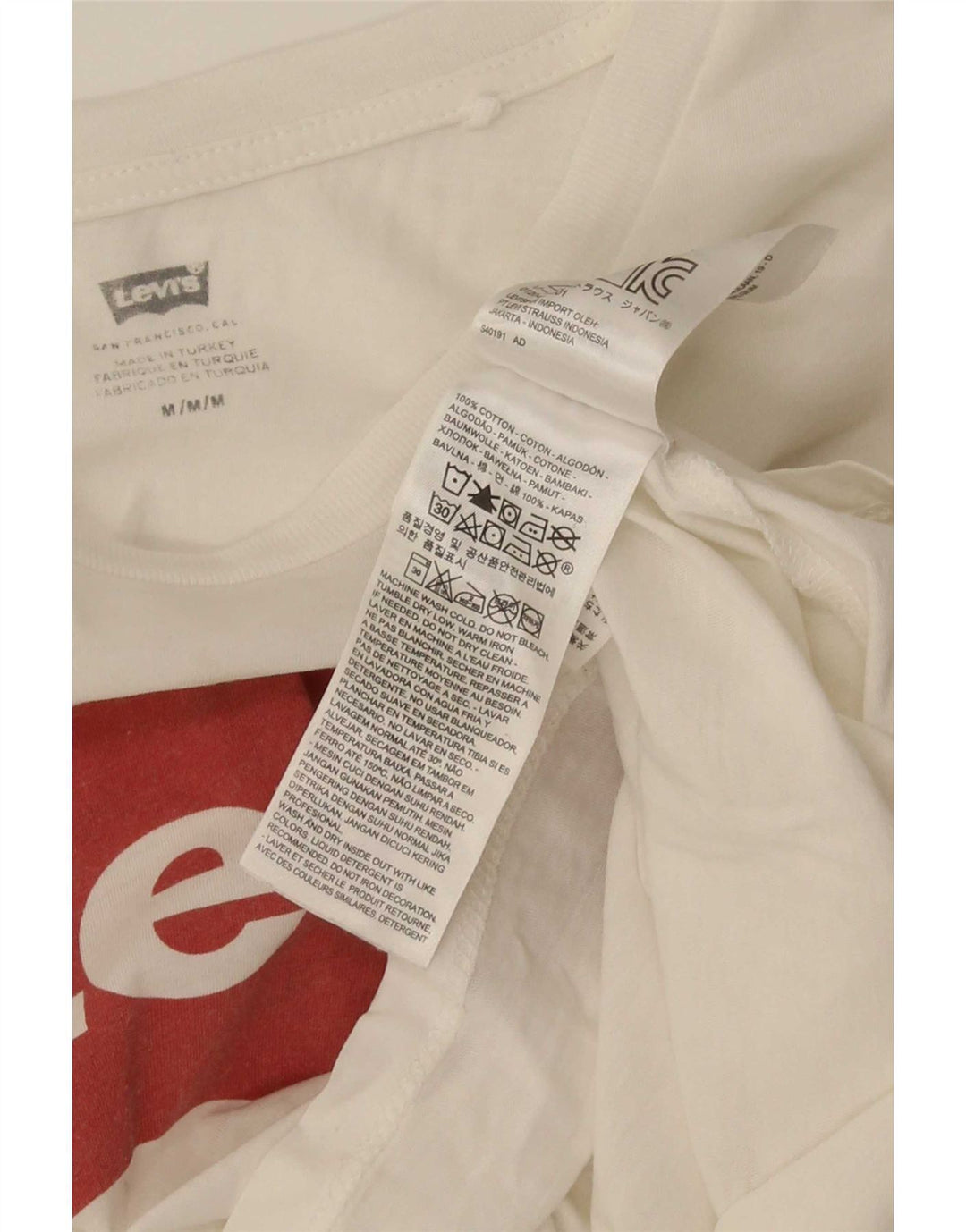 Levi's Womens Graphic T-Shirt Top UK 12 Medium White Cotton