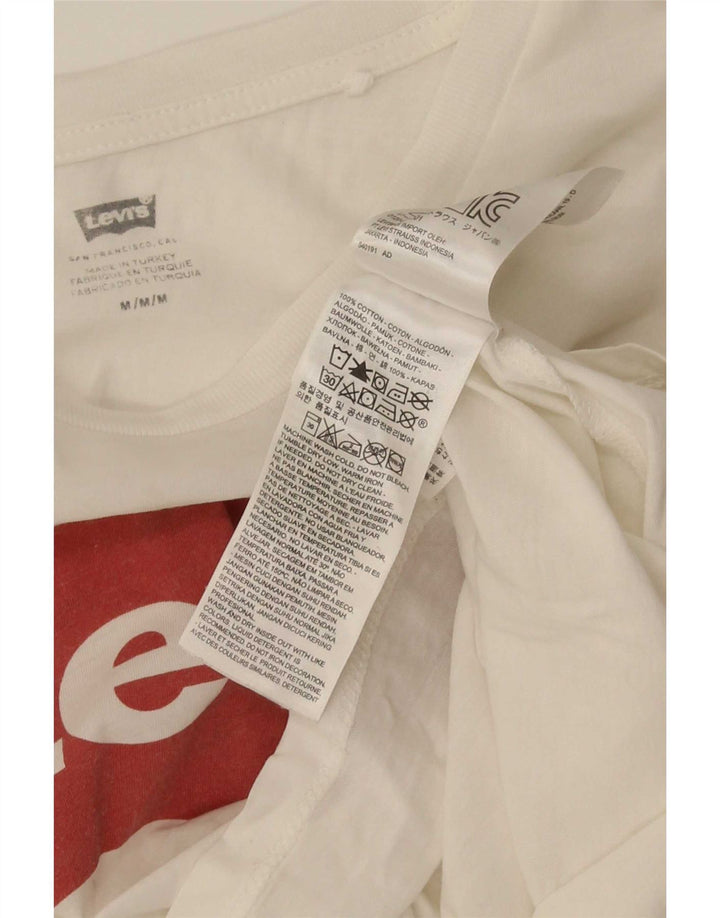 Levi's Womens Graphic T-Shirt Top UK 12 Medium White Cotton