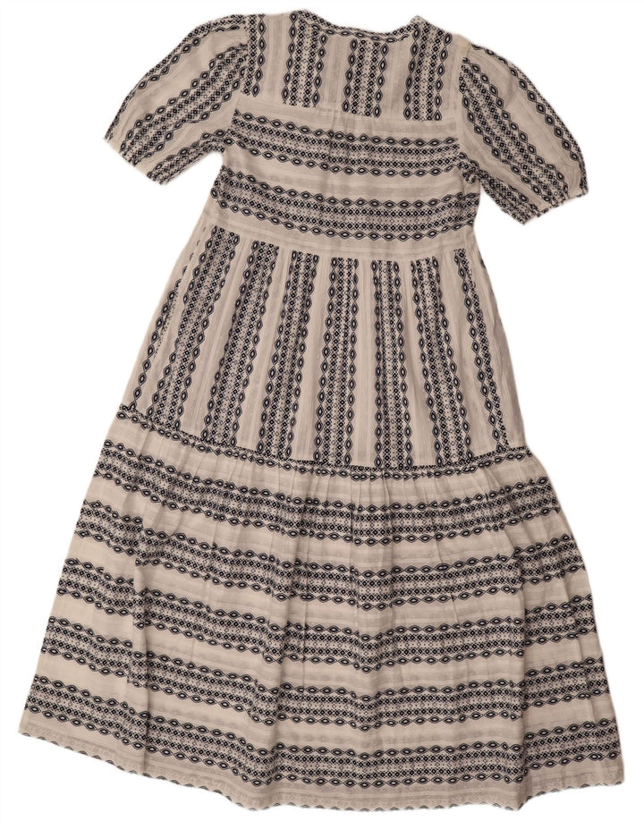 Marks & Spencer Womens Maxi Dress UK 10 Small White Geometric Cotton