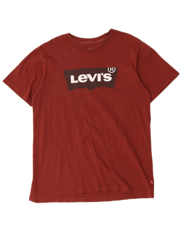 Levi's Mens Graphic T-Shirt Top Medium Burgundy Cotton