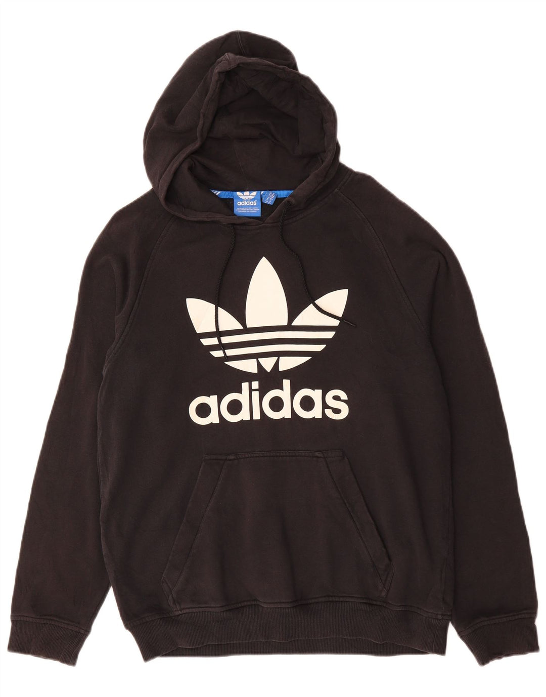 ADIDAS Mens Graphic Hoodie Jumper Medium Black Cotton