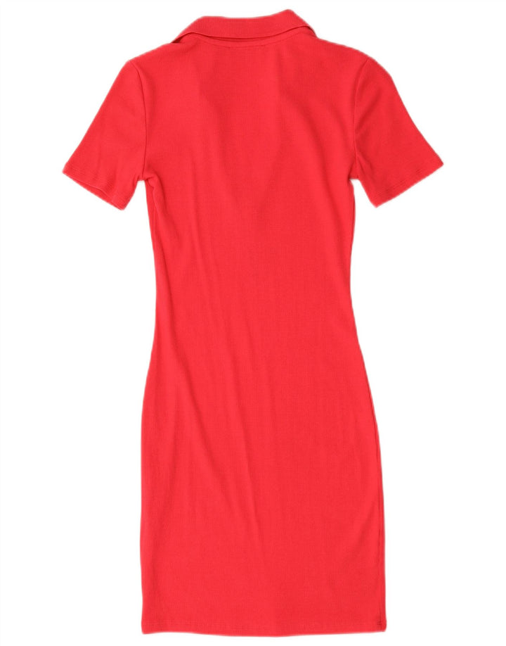 Zara Womens Bodycon Dress UK 8 Small Red Cotton