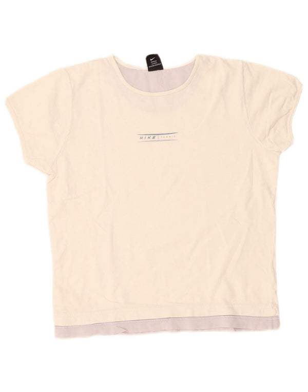 Nike Girls Tennis Graphic T-Shirt Top 13-14 Years XL Off White Colourblock