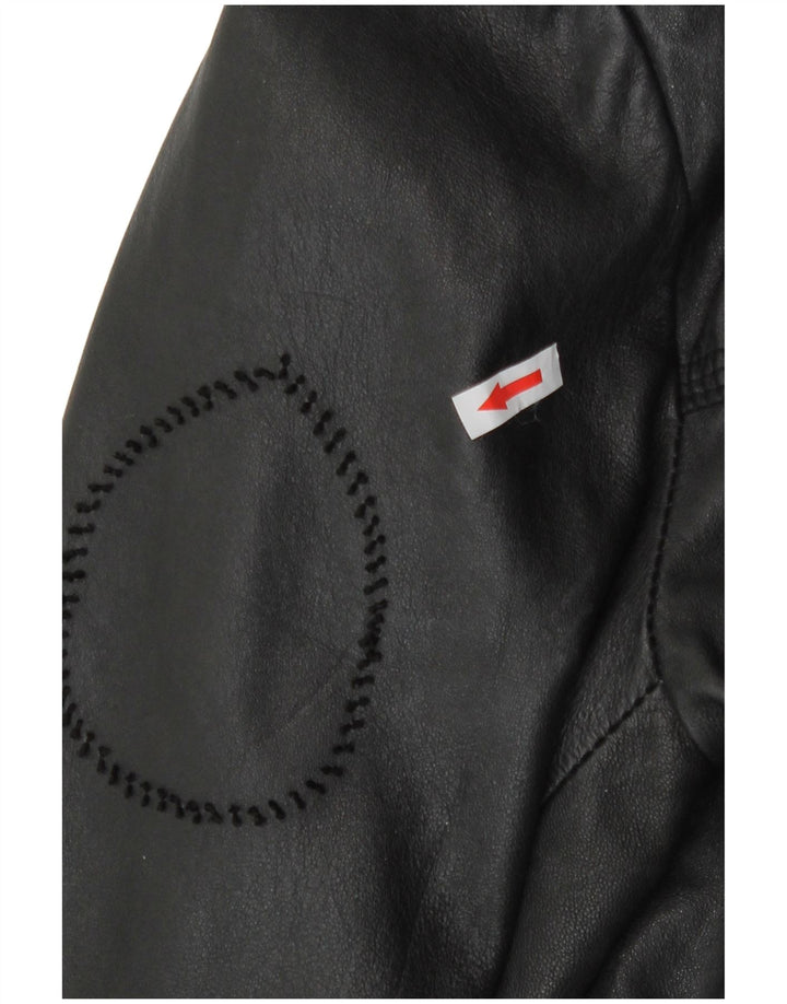 Superdry Mens Military Leather Jacket UK 38 Medium Black Leather