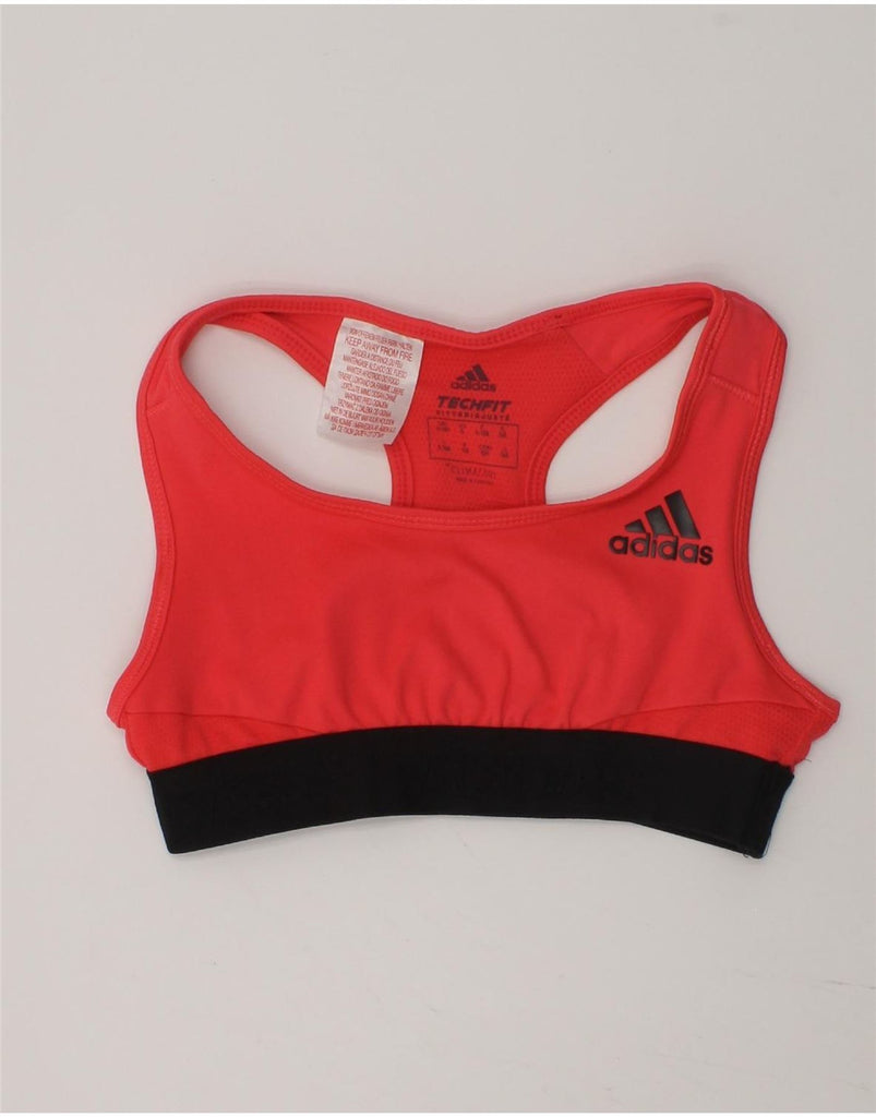 ADIDAS Girls Sport Bra Top 9-10 Years Red Colourblock | Vintage Adidas | Thrift | Second-Hand Adidas | Used Clothing | Messina Hembry 