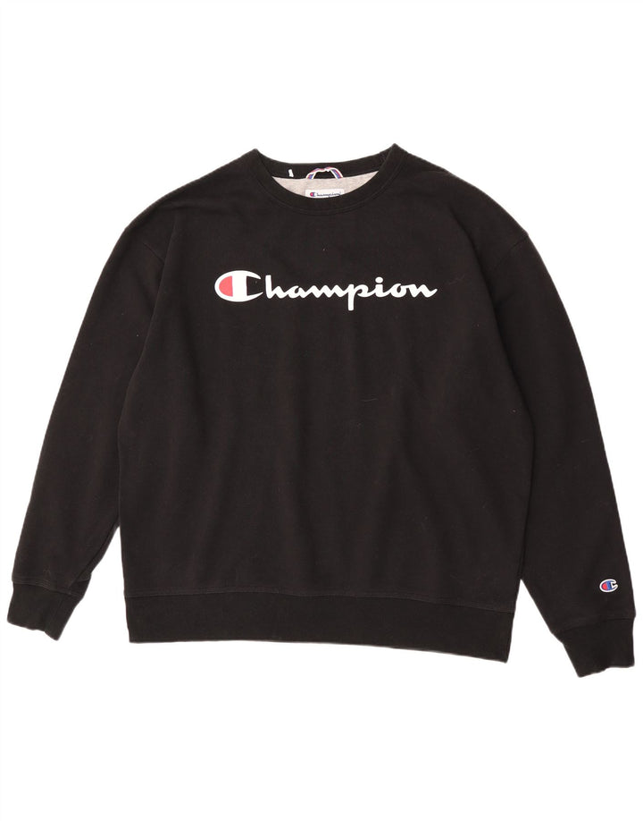 Champion Mens Graphic Sweatshirt Jumper XL Black Cotton