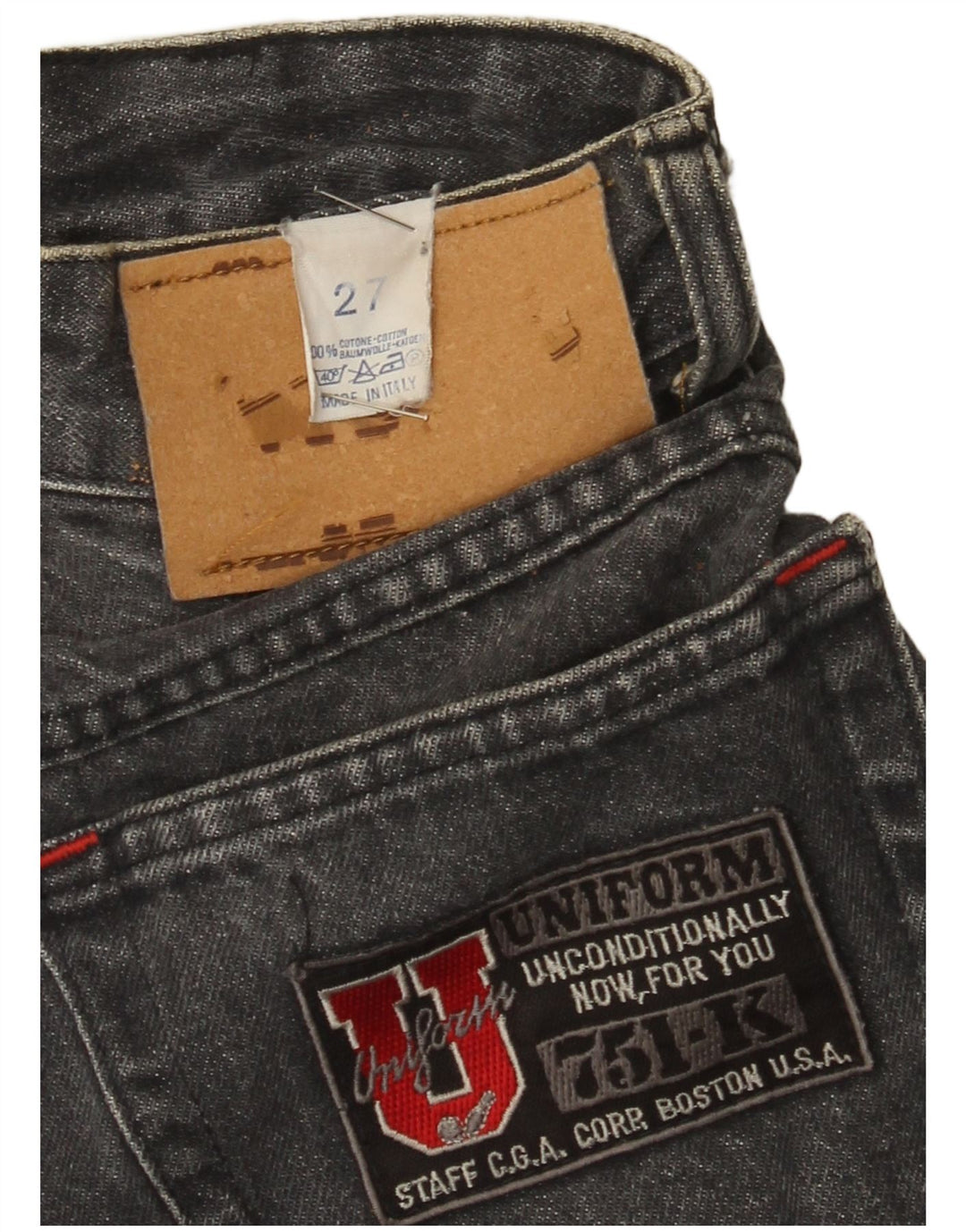 Uniform Womens High Rise Slim Jeans W27 L27 Grey Cotton