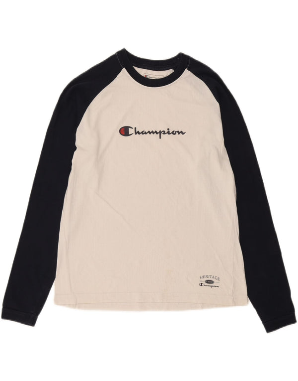 Champion Mens Heritage Graphic Top Long Sleeve Medium White Colourblock