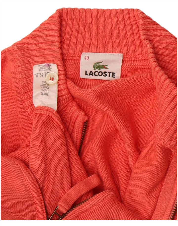 Lacoste Womens Cardigan Sweater Size 40 Medium Orange Cotton