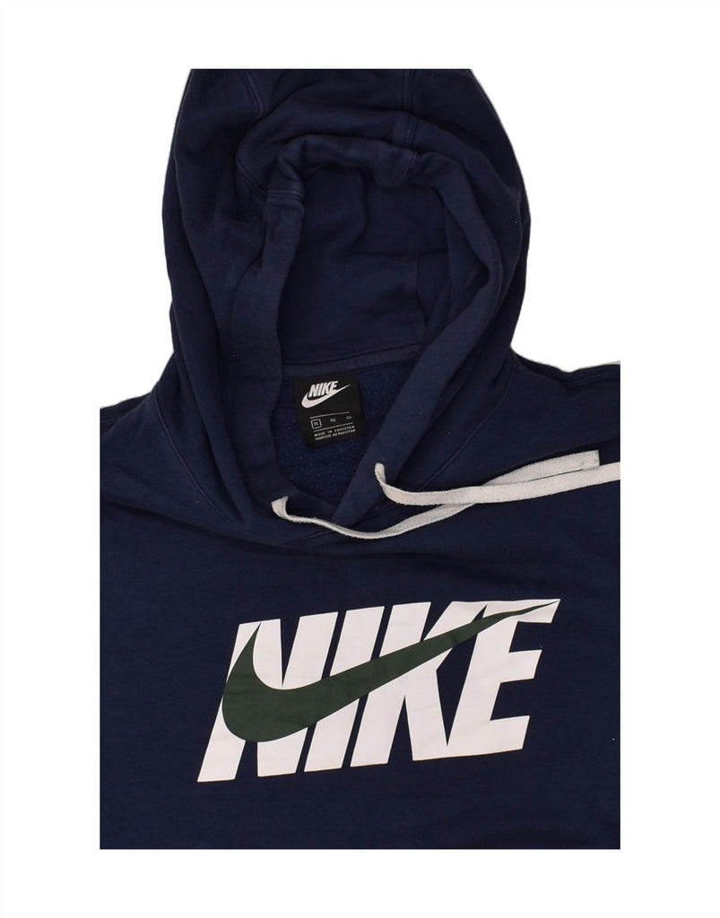 NIKE Mens Tall Graphic Hoodie Jumper XL Navy Blue Cotton | Vintage Nike | Thrift | Second-Hand Nike | Used Clothing | Messina Hembry 