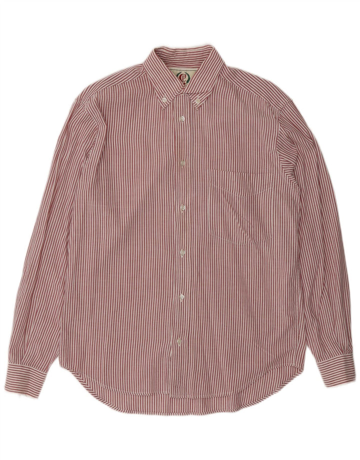 PEROSINO Mens Shirt Medium Red Pinstripe