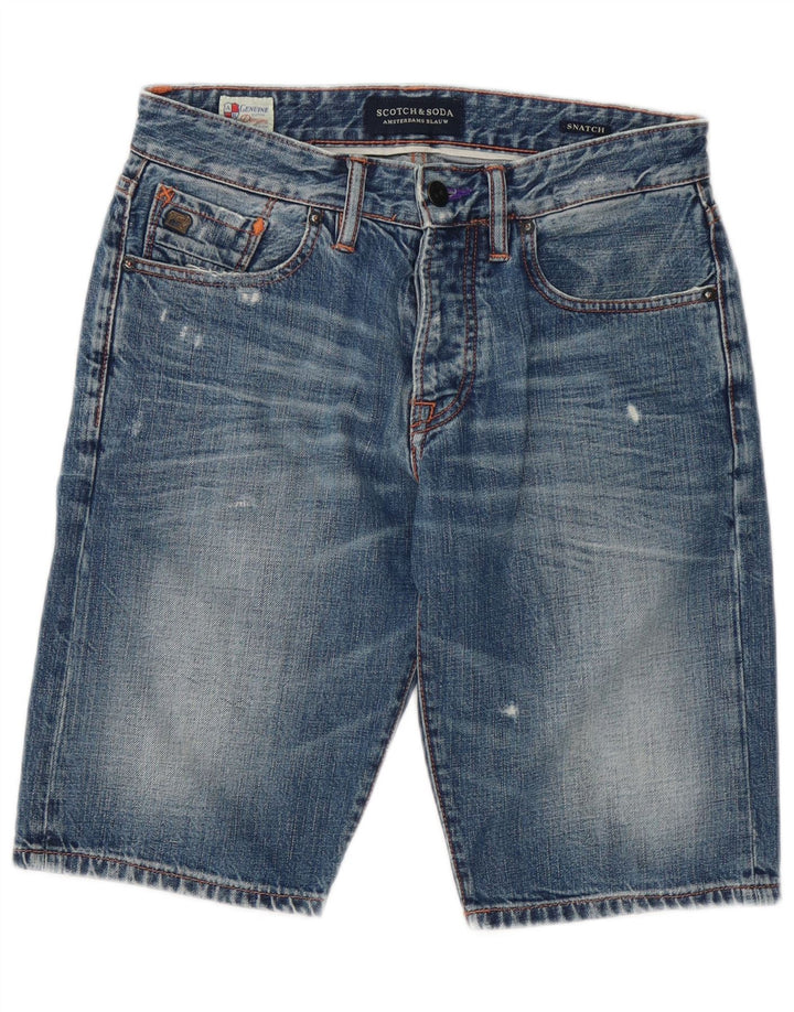 Scotch & Soda Mens Distressed Denim Shorts W29 Small Blue Cotton
