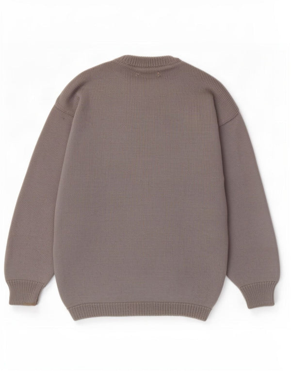 Damart Womens Graphic Crew Neck Jumper Sweater UK 14 Large Grey Wool