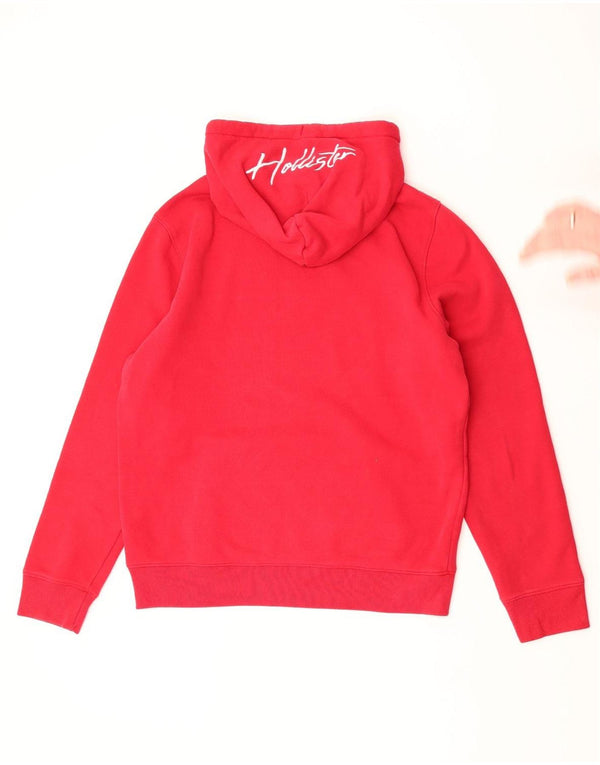Hollister Mens Graphic Hoodie Jumper Large Red Cotton