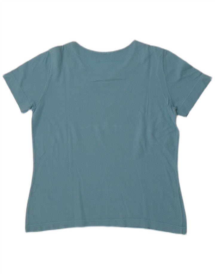Lacoste Womens T-Shirt Top Size 44 Large Blue Cotton