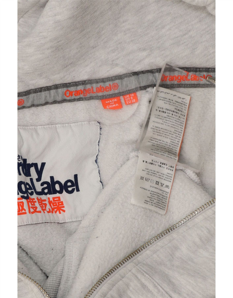 SUPERDRY Womens Zip Hoodie Sweater UK 10 Small Grey Cotton Vintage Superdry and Second-Hand Superdry from Messina Hembry 