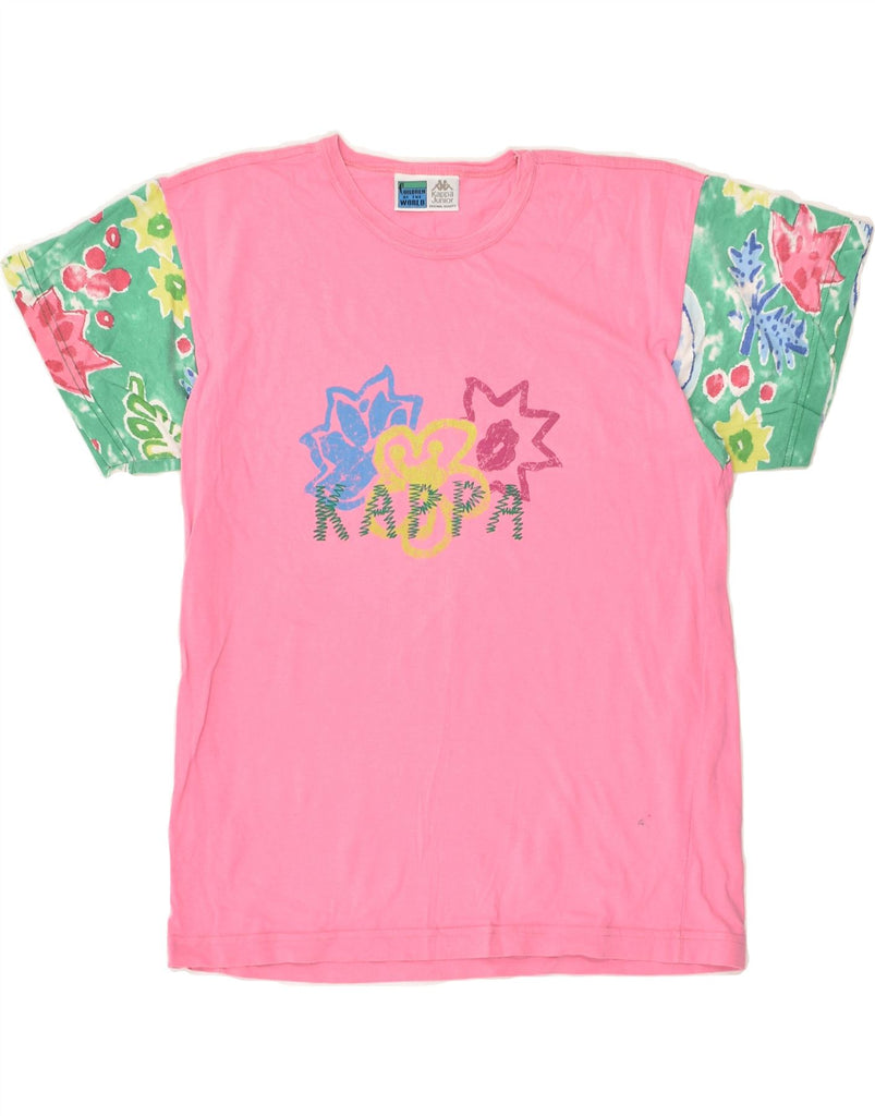 KAPPA Girls Graphic T-Shirt Top 13-14 Years Pink Floral Cotton | Vintage Kappa | Thrift | Second-Hand Kappa | Used Clothing | Messina Hembry 