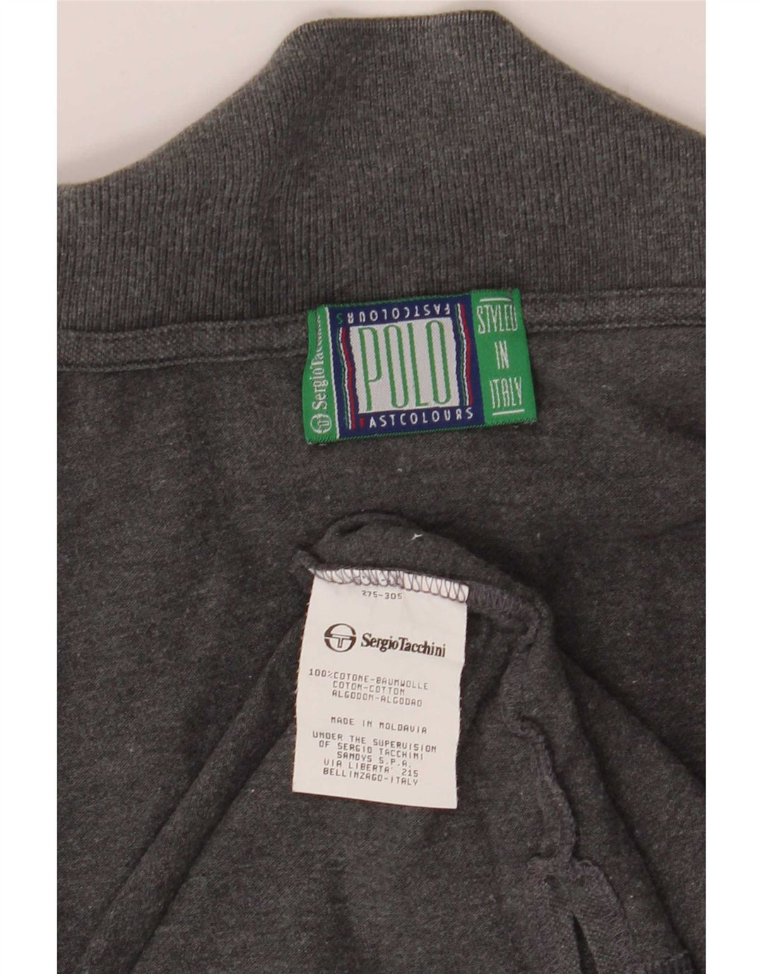 Sergio Tacchini Mens Polo Shirt Large Grey Cotton