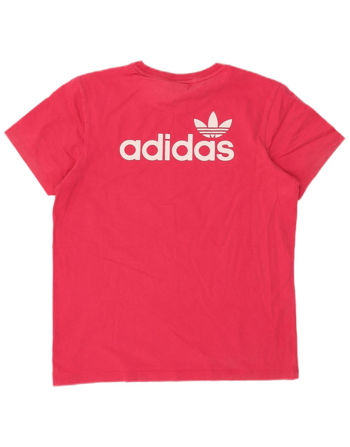 ADIDAS Womens Oversized Graphic T-Shirt Top UK 6 XS Pink
