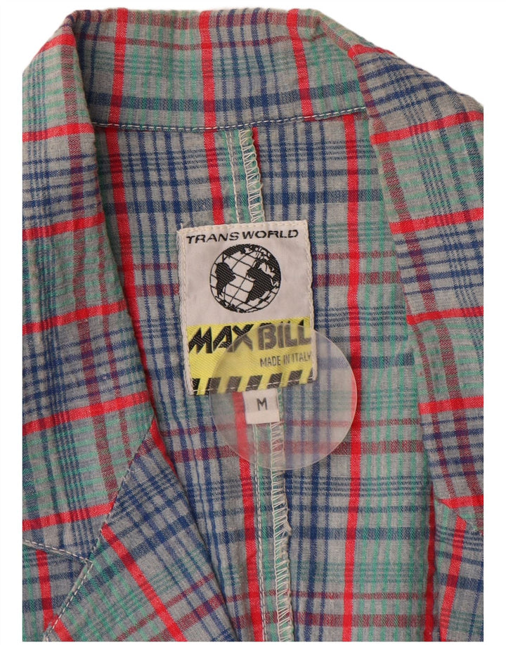 VINTAGE Mens 2 Button Blazer Jacket UK 38 Medium Green Check Cotton