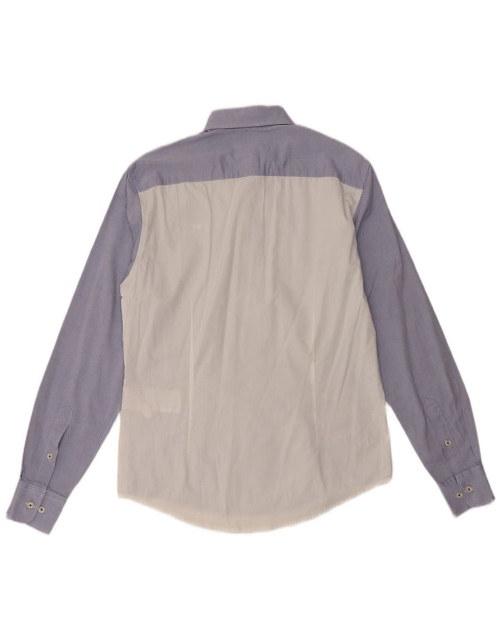 Armani Jeans Mens Custom Fit Shirt Small Blue Colourblock Cotton