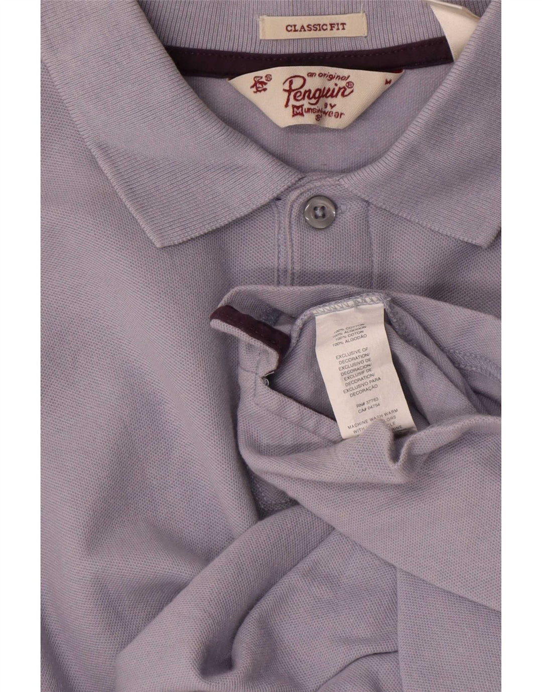 Penguin Mens Graphic Classic Fit Polo Shirt Medium Blue Cotton