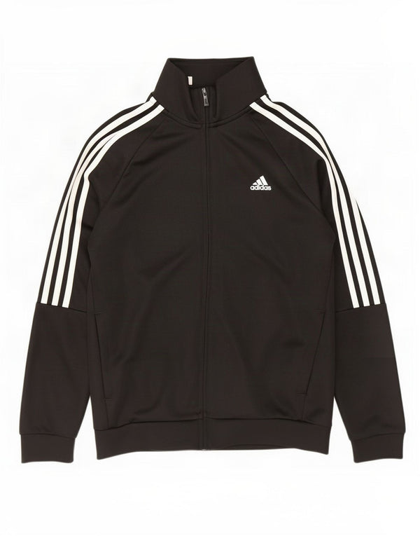 Adidas Boys Aeroready Tracksuit Top Jacket 11-12 Years Black Polyester