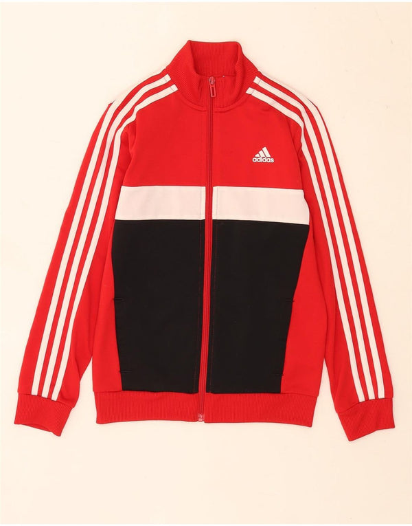 Adidas Boys Aeroready Tracksuit Top Jacket 9-10 Years Red Colourblock