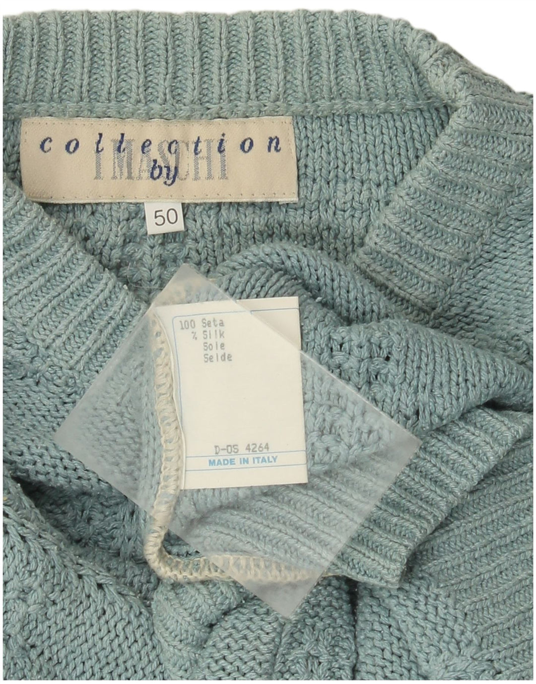I Maschi Mens Crew Neck Jumper Sweater IT 50 Medium Turquoise Striped Silk