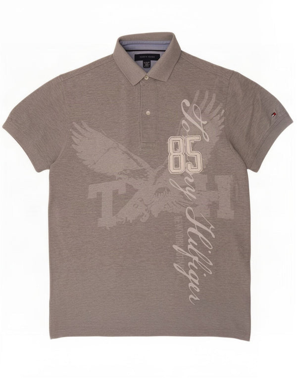 Tommy Hilfiger Mens Graphic Polo Shirt XS Grey Cotton