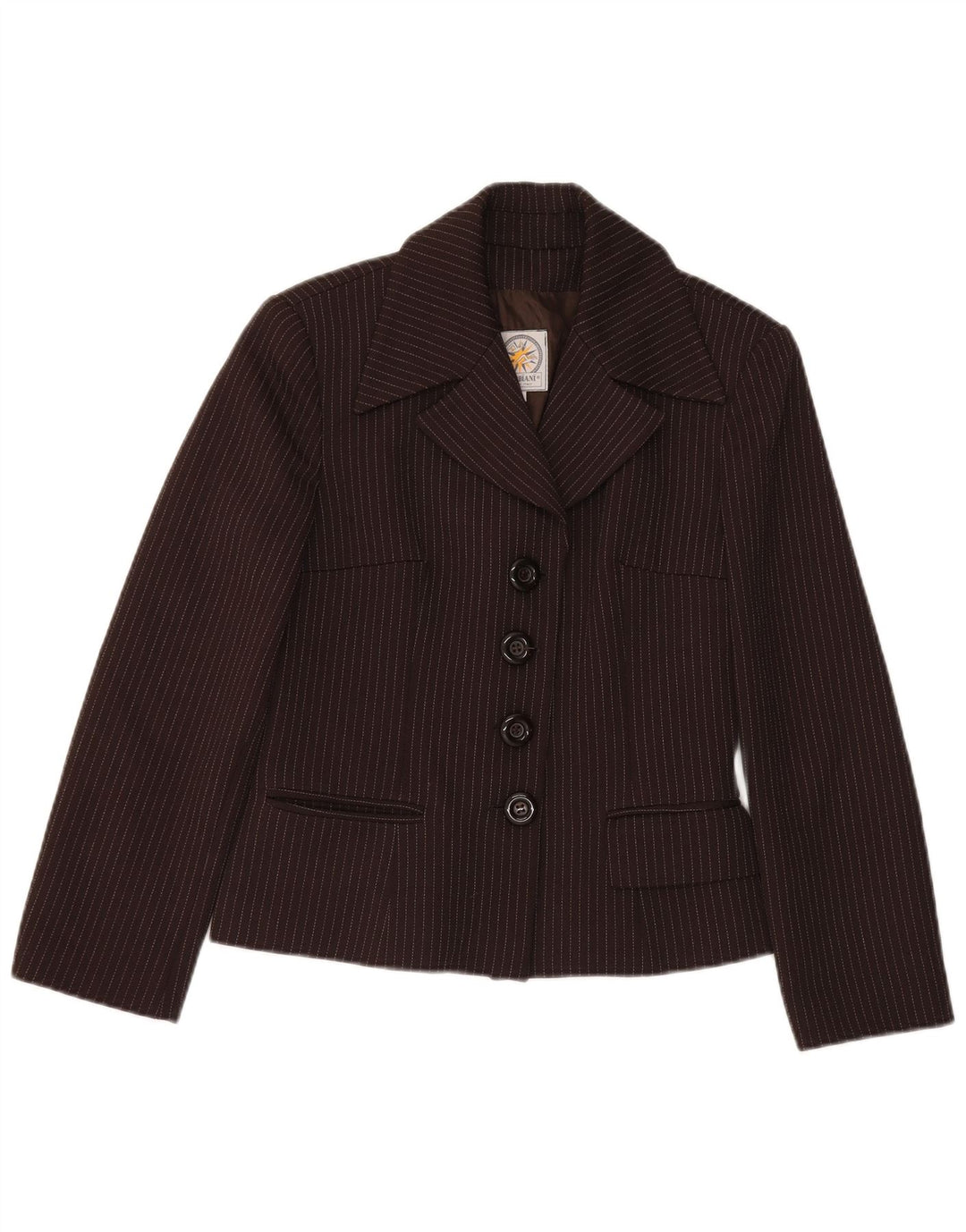I Gabbiani Womens 4 Button Blazer Jacket IT 44 Medium Brown Pinstripe