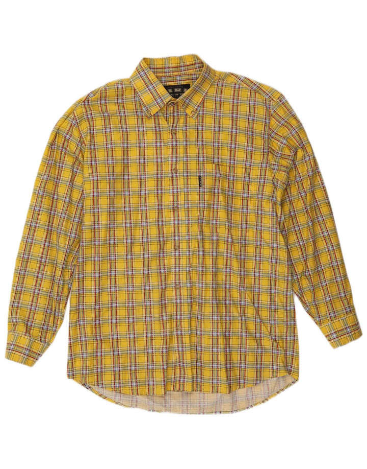 Vintage Mens Shirt XL Yellow Check Cotton
