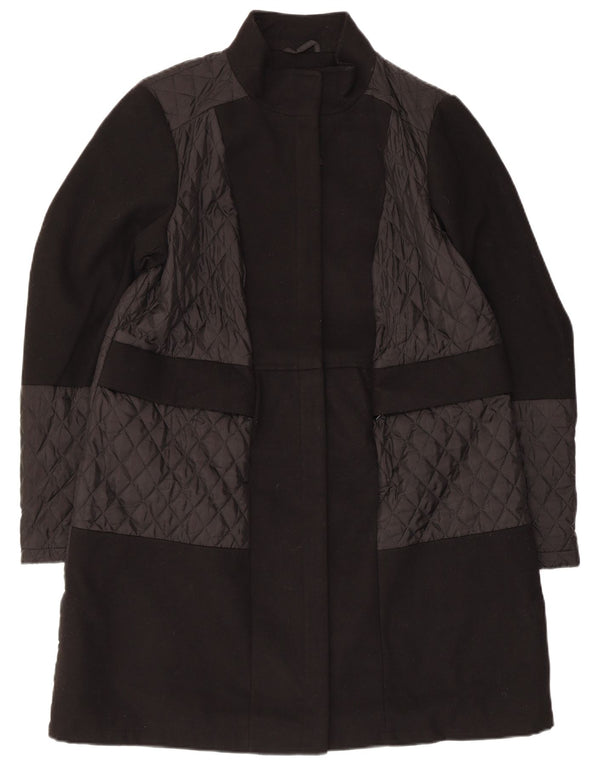 Marks & Spencer Womens Quilted Overcoat UK 16 Large Black Polyester
