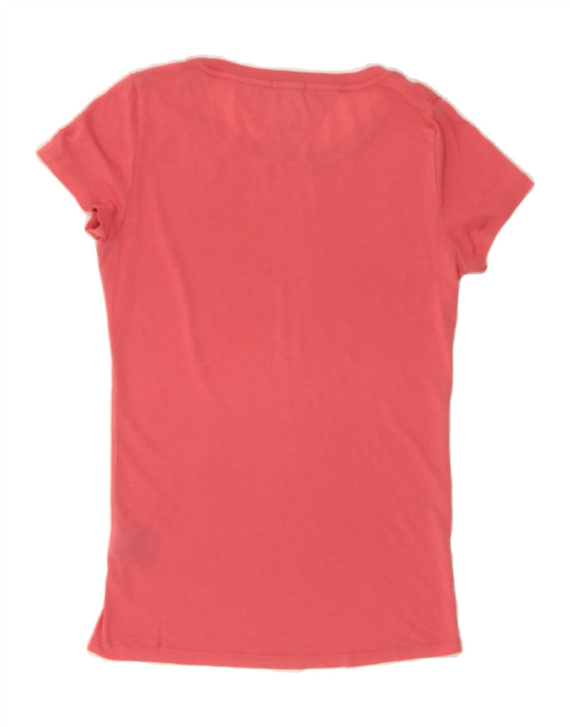 TOMMY HILFIGER Womens Graphic T-Shirt Top UK 6 XS Pink Vintage Tommy Hilfiger and Second-Hand Tommy Hilfiger from Messina Hembry 